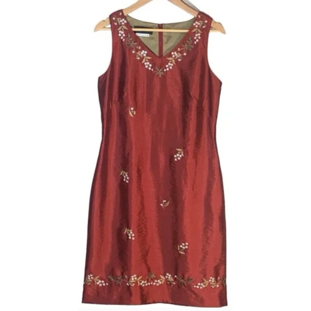 Vintage Donna Morgan Embroidered Sleeveless Dress – Petite Size 8